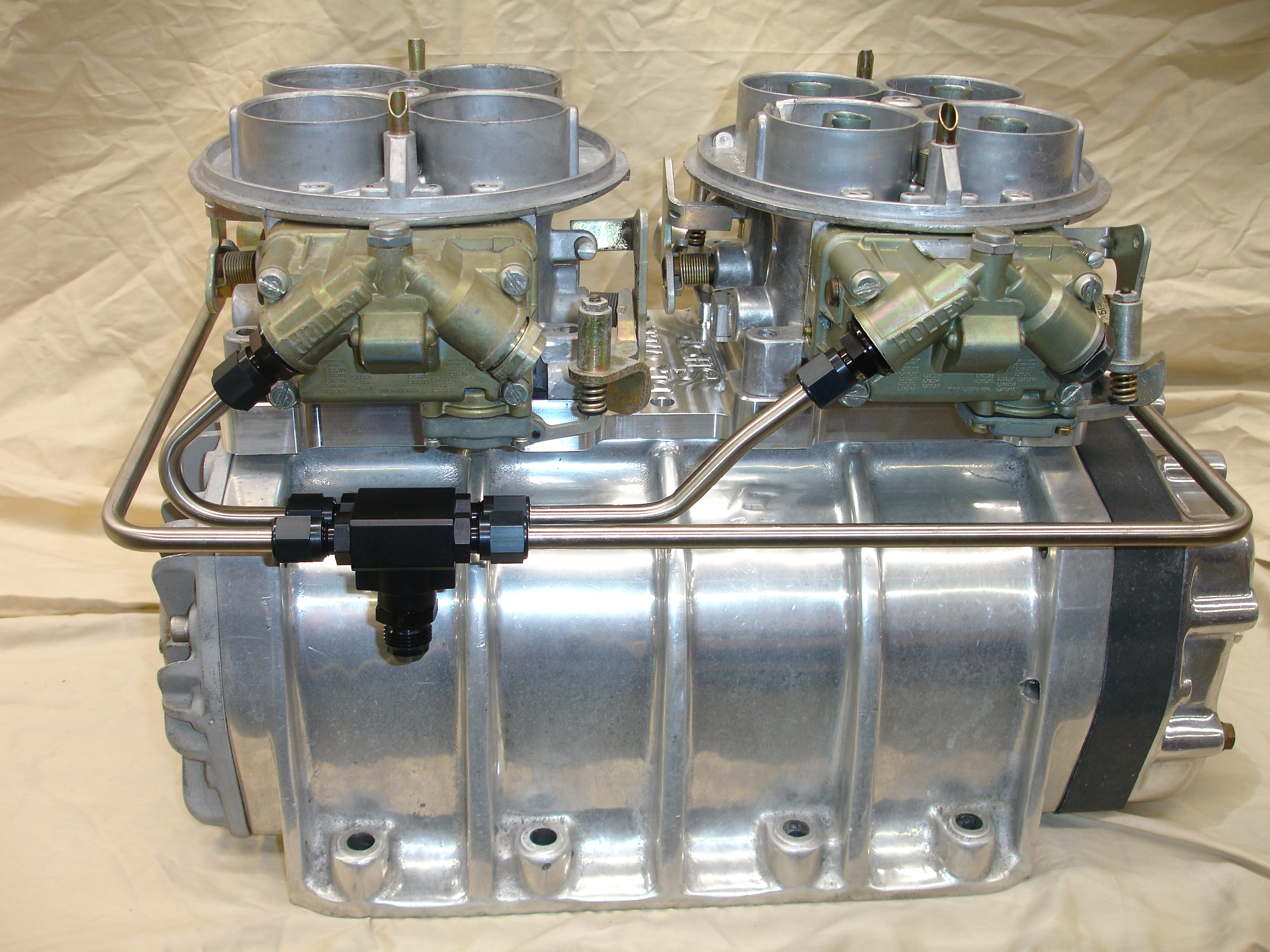 40363-4500 Dual Carb Line Kit Holley Brushed Stainless 4500 Carbs